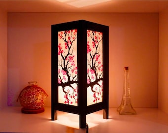 Japanese Lamp Lantern Cherry Blossom Red Sakura Lamp Japanese