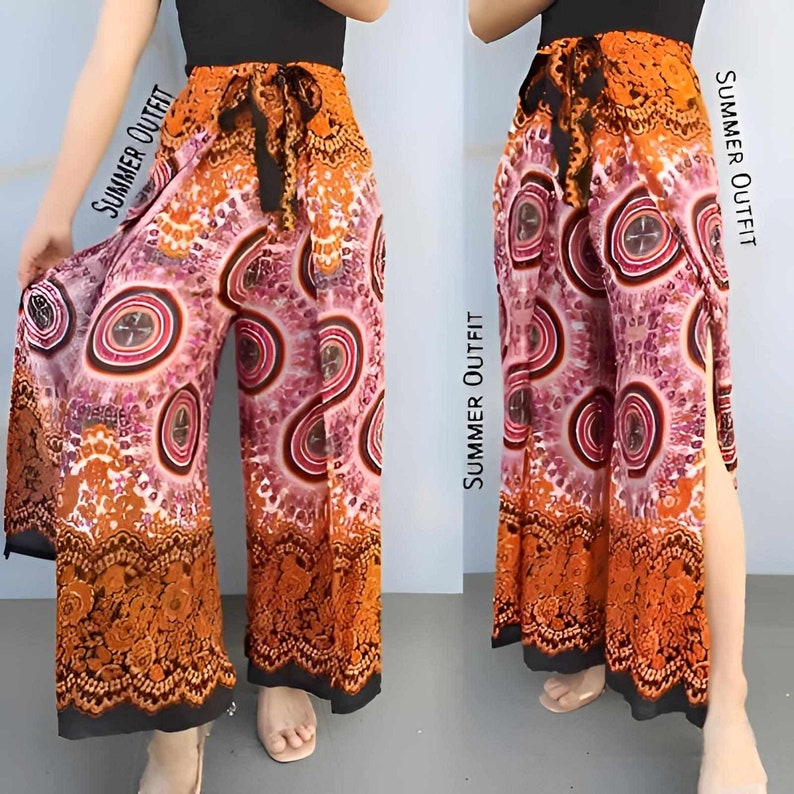 Thai Pants/ Harem Pants Women Mandala Print/ Yoga Pants/ Bohemian Pants Hippie Pants/ Baggy Boho Pants/ Meditation Pants/ Beach Pants Orange