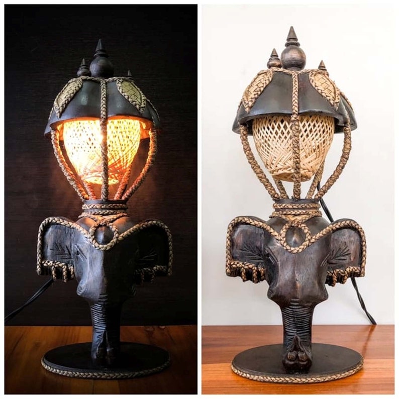 Elephant Lamp, Antique Elephant Lamp, Elephant Gifts. Table Lamp. Elephant Decor Desk Lamp. Elephant Lamp Shaped 3D as Vintage Table Lamp. image 1