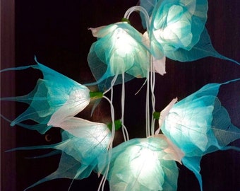 20 String Lights Flowers Fairy Lights for Bedroom Decor/ Wall Hanging Lights/ Wedding Dorm Lights Plug (Blue color)