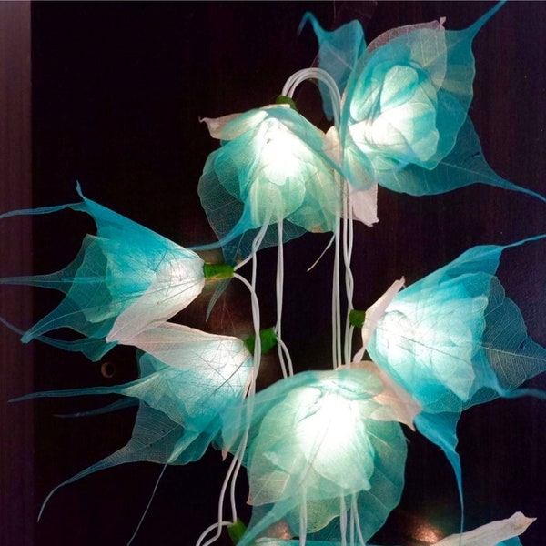 20 String Lights Flowers Fairy Lights for Bedroom Decor/ Wall Hanging Lights/ Wedding Dorm Lights Plug (Blue color)