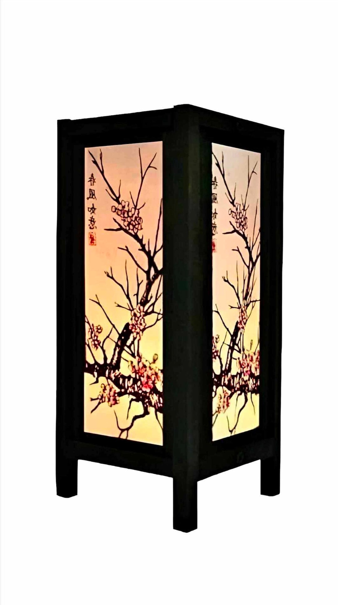 Japanese Lamp Vintage Asian Oriental Cherry Blossom Sakura Lamp