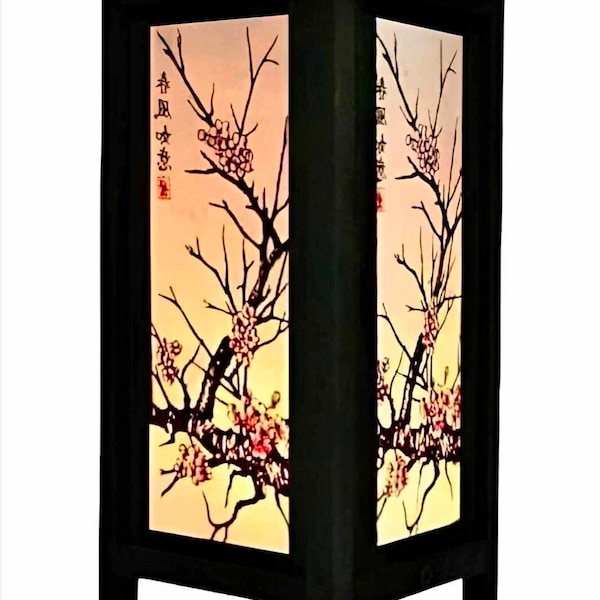 Japanese Lamp Vintage Asian Oriental Cherry Blossom Sakura Lamp, Japanese style Lamp, Zen Lamp Bedside Table Lamp For Bedroom Home Decor