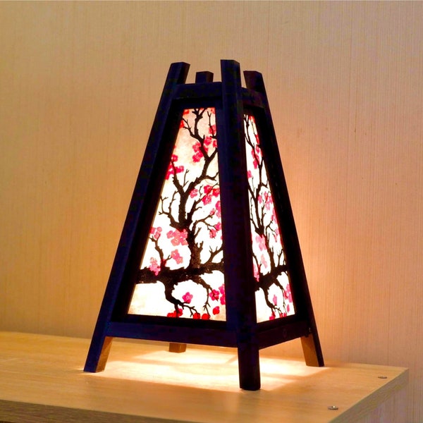 Japanische Lampe, Kirschblüten-rote Sakura-Lampe, Lampe im japanischen Stil, Zen-Lampe Nachttischlampe Japanische Laternenlampe für Schlafzimmer-Wohnkultur