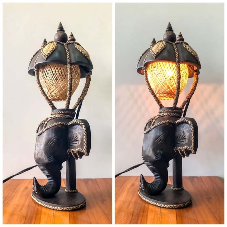 Elephant Lamp, Antique Elephant Lamp, Elephant Gifts. Table Lamp. Elephant Decor Desk Lamp. Elephant Lamp Shaped 3D as Vintage Table Lamp. image 3