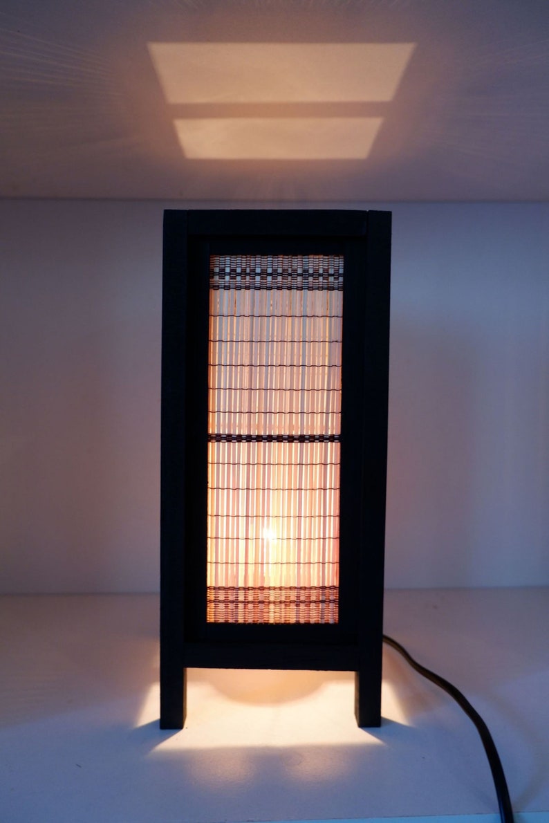 Lampe japonaise en bambou faite main de style japonais, lampe zen, lampe de chevet japonaise pour chambre à coucher/décoration de la maison image 4