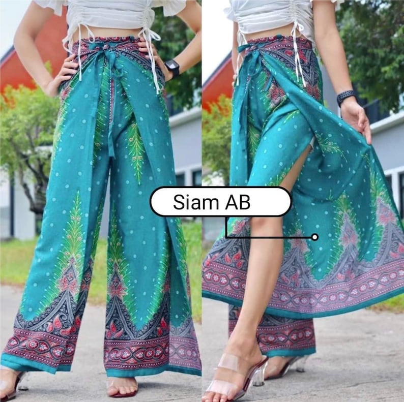 Sarouel Femme Mandala Imprimer Yoga Pantalon/ Boho Pantalon Hippie Pantalon Thai Pantalon Festival/ Baggy Boho Pantalon/ Méditation Pantalon/ Plage Pantalon Vert