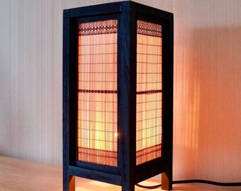 Japanese Lamp Bamboo Wooden Lamp Handmade Japanese Style, Zen Lamp Bedside Table Lamp Japanese For Bedroom/ Decoration Home