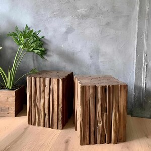 Wooden Stool, Tree Stump Stool, Rustic Natural Wood Bench, End Side Table, Nightstand Plant Stand, Unique Accent Table, Porch Decor