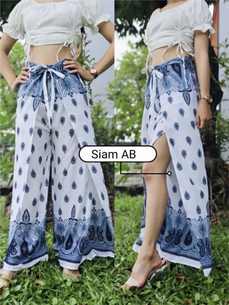 Thai Pants/ Harem Pants Women Mandala Print/ Yoga Pants/ Bohemian Pants Hippie Pants/ Baggy Boho Pants/ Meditation Pants/ Beach Pants White-blue