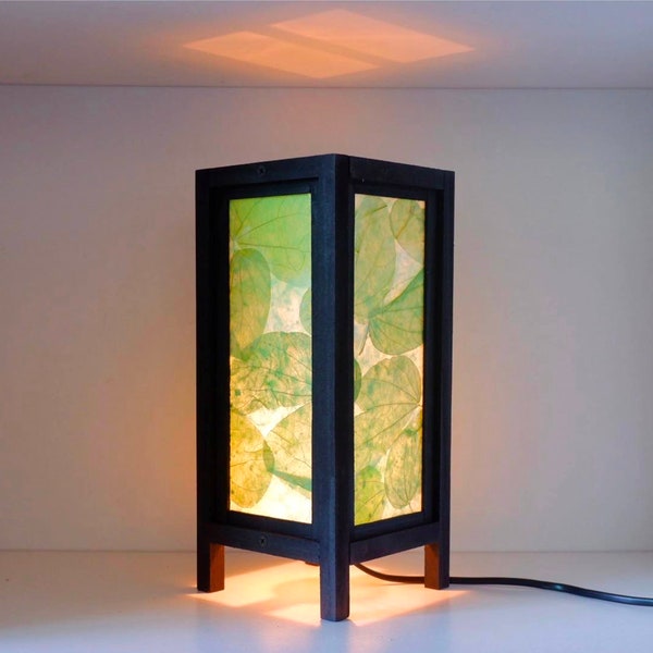 Green Leaf Lamp Shade, Japanese Lamp Zen Bedside Lamp Floor Table Lamp Paper Japanese Light Lamp Shades Bedroom Home Decor Living Room