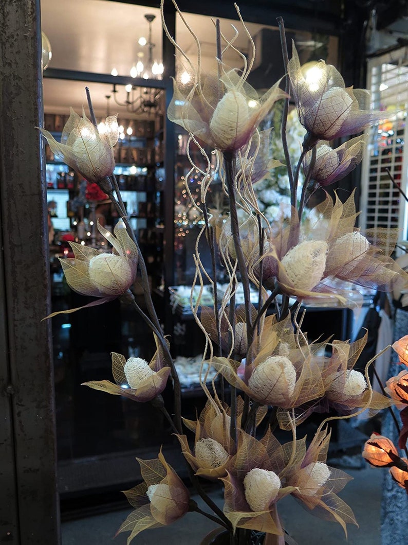 White Natural Luffa Lamp Artificial Flower Lights for Etsy