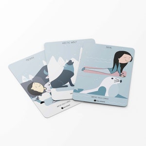 Druckbare Winter Yoga Karten für Kinder 20 Asanas mit Tieren und anderen winterlichen Elementen SOFORTIGER DOWNLOAD Bild 1