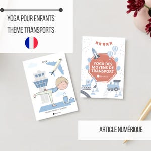 Jeu de Cartes de Yoga pour Enfants – 22 Postures + Pranayama | Thème Transports | Cartes Éducatives pour Cours de Yoga Enfant