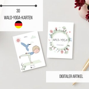 Yoga-Karten für Kinder – Wald-Thema – 29 Posen + 1 Atemübung – Digitale Set voor Achtsame Bewegung und Fantasie
