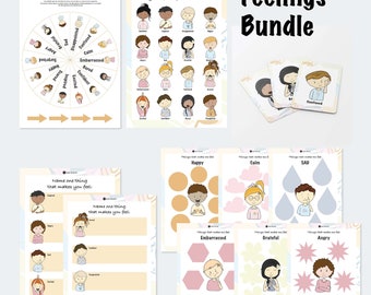 Druckbare Gefühle Bundle, Soziales emotionales Lernen, Soziale Fähigkeiten, Schulaktivitäten, Schule zu Hause - back to school | SOFORTIGER DOWNLOAD
