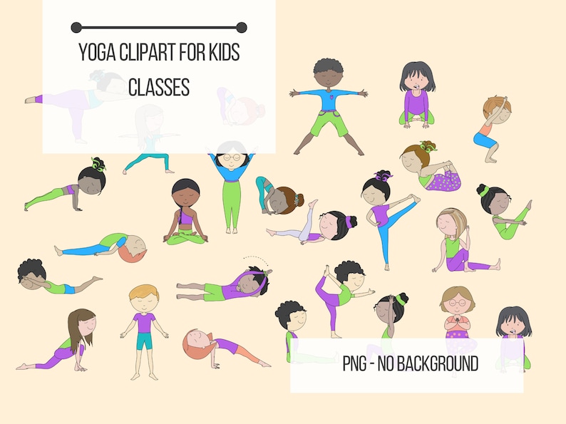 39 Asanas | Yoga Kids Clipart | Namasté Kids | PNG - No Background - Etsy
