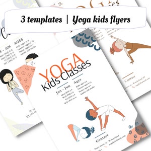 3 DIY Printable Yoga Kids Flyers | Back to school | Customize and Download with Canva