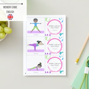 Memory Game with yoga poses for kids of all ages | Activity for a party, Printable game for young children | INSTANT DOWNLOAD