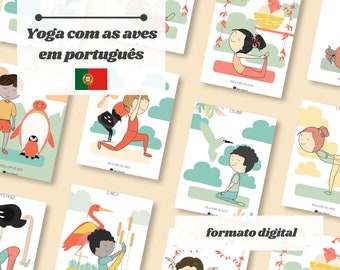 18 cartas de Yoga com as aves | em Português | Yoga kids | Regresso às aulas | DOWNLOAD IMEDIATO - item digital