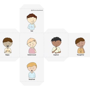 2 Printable Emotions Dices, Social and Emotional Learning tools | INSTANT DOWNLOAD
