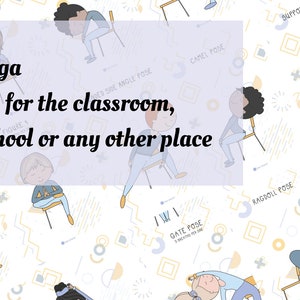 18 Printable Desk yoga cards, stretches for sitting | Back to school, home school and small spaces | INSTANT DOWNLOAD