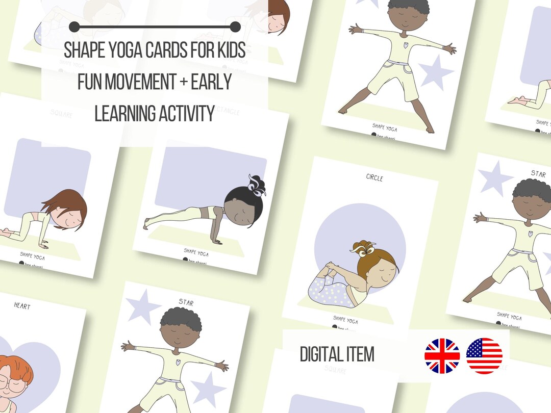Learn Shapes Through Movement | Kids Yoga Cards Printable | Preschool ...