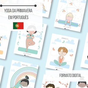 18 cartas de Yoga da Primavera | em Português | Yoga kids | Aulas de ioga para crianças | DOWNLOAD IMEDIATO - item digital