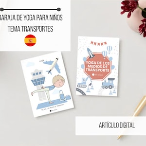 Baraja de Yoga para Niños – 22 Posturas + Pranayama | Tema Transportes | Cartas Educativas para Clases de Yoga Infantil