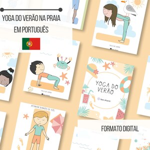 16 cartas de Yoga - Verão na Praia | em Português | Yoga kids | Aulas de ioga para crianças | DOWNLOAD IMEDIATO - item digital