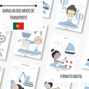 23 cartas com posturas - Yoga dos meios de transporte | em Português | Yoga kids | DOWNLOAD IMEDIATO - item digital