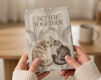 Funda Kindle personalizada con diseño de mascota, diseño de gato, retrato personalizado, nombre o iniciales, compatible con Kindle de 12.ª generación.
