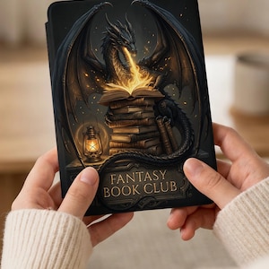 Mythical Black Dragon Fire Breathing Ancient Books Fantasy Book Club Kindle Paperwhite / Colorsoft Case