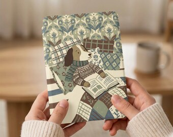Funda para Kindle Paperwhite/Colorsoft de 7 pulgadas con diseño de perro beagle: libro de lectura, acogedor, bufanda, arte animal