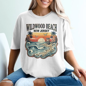Wildwood Beach New Jersey T-Shirt, Retro Vintage Style Tee, Sun and Surf Graphic Shirt, Beach Lover Gift, Coastal Vacation Top
