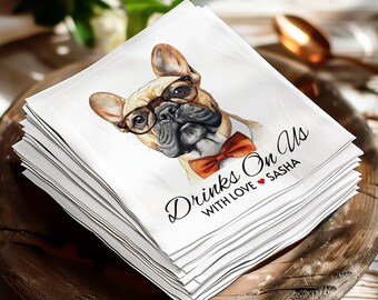 Custom Pet Cocktail Napkins, Dog Print Wedding Napkins, Personalized Wedding Favors, Unique Wedding Decor, Pet Lover&#39;s Party Supplies