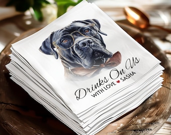 Custom Pet Cocktail Napkins for Weddings, Personalized Dog Napkins, Wedding Napkin Favors, Custom Wedding Napkins
