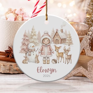 Little Girl Christmas Ornament Personalized Toddler Girl Ornament Baby Name Year