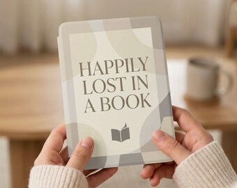 Funda Kindle con cita "Felizmente perdido en un libro", funda para Kindle "Ratón de biblioteca", regalo estético para una lectura acogedora