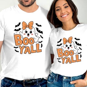 Linda camiseta fantasma para Halloween, diseño Boo Y'all, ropa divertida y espeluznante para este Halloween, ideas de regalos de Halloween imagen 5