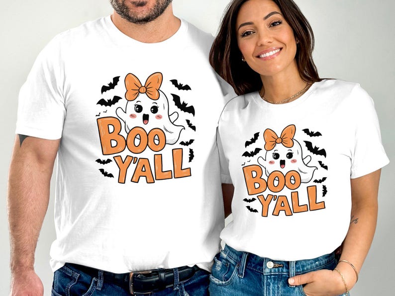 Linda camiseta fantasma para Halloween, diseño Boo Y'all, ropa divertida y espeluznante para este Halloween, ideas de regalos de Halloween imagen 5