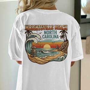 Wrightsville Beach North Carolina T-Shirt, Vintage Beach Sunset Shirt, Coastal Beachwear, Retro Surf Graphic Tee, Unisex Tshirt