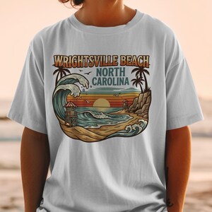 Wrightsville Beach North Carolina T Shirt, Retro Beach T Shirt, Vintage Surfing T Shirt, Coastal Sunset Graphic Tee