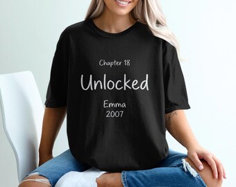 Personalized T-Shirt: Chapter 18 Unlocked, Custom Name and Year, Birthday Apparel