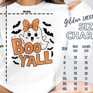 Linda camiseta fantasma para Halloween, diseño Boo Y'all, ropa divertida y espeluznante para este Halloween, ideas de regalos de Halloween imagen 7