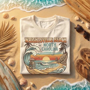 Wrightsville Beach North Carolina T-Shirt, Retro Beach Shirt, Summer Vacation Tee, Coastal Apparel, Beach Wave Graphic, Surf Gift
