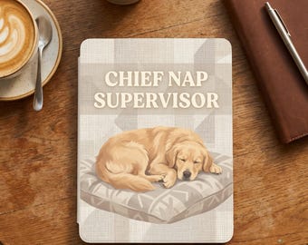 Funda Kindle personalizada: Arte canino, funda para lector electrónico, retrato de mascota personalizado y texto.