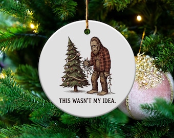 Bigfoot Ornament: Funny Christmas Tree Decor, Unhappy Sasquatch, Unique Holiday Ornament