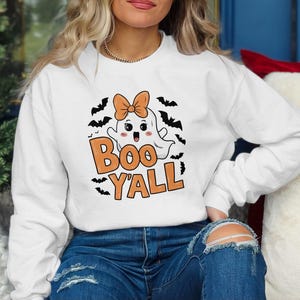 Linda camiseta fantasma para Halloween, diseño Boo Y'all, ropa divertida y espeluznante para este Halloween, ideas de regalos de Halloween imagen 2