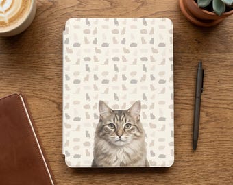 Custodia Kindle personalizzata con ritratto di gatto/immagine di animale domestico, copertina unica per gli amanti dei gatti, compatibile con Kindle Paperwhite/Colorsoft da 7''